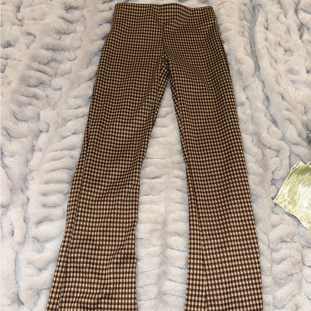Urban Outfitters Brown & Cream Gingham Bootcut Pants